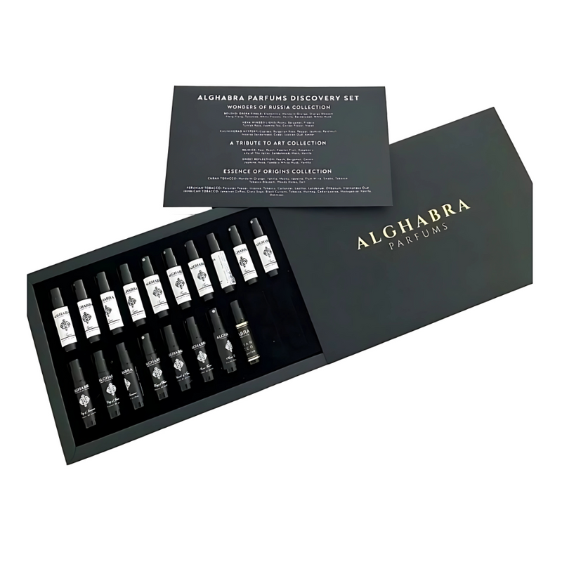 Alghabra Parfums Discovery Set featuring multiple 11.8 ml perfume and cologne bottles from Alghabra Parfums brand.