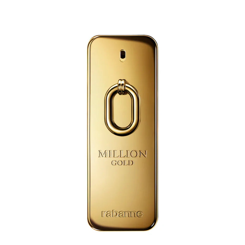 Paco Rabanne 1 Million Gold Eau de Parfum bottle, 3.4oz, shiny gold design, reflecting luxury and elegance.