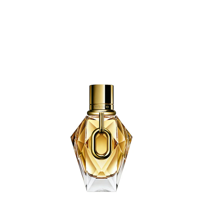 Paco Rabanne Million Gold for Her 3.4oz perfume bottle with refillable design, featuring a luxurious gold and black packaging.