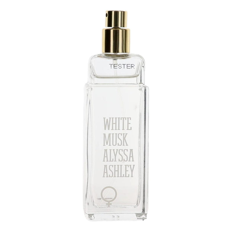 Alyssa Ashley White Musk 1.7 oz EDT spray for women, tester bottle with white and silver packaging visible.