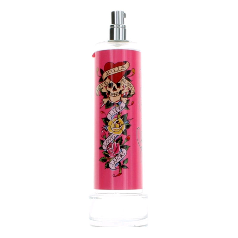 Christian Audigier Ed Hardy women’s 3.4 oz EDP spray tester bottle with floral and tattoo-inspired design visible in the image.
