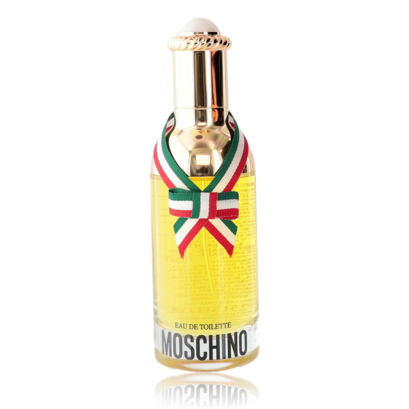 Moschino by Moschino 2.5 oz women's EDT spray tester bottle with a sleek, stylish design and clear packaging.