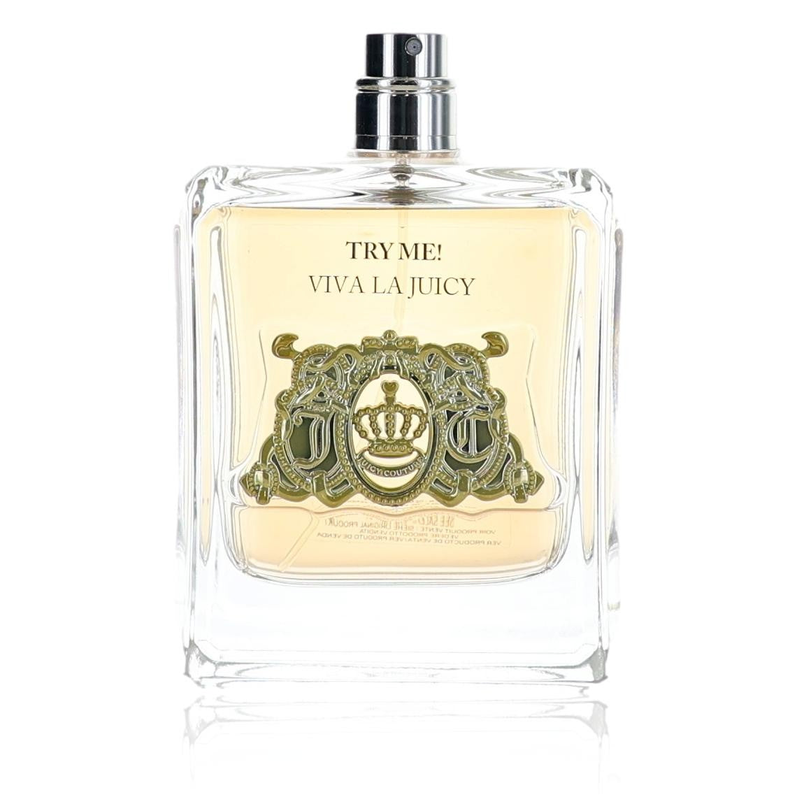 Juicy Couture Viva La Juicy 3.4 oz women's eau de parfum spray displayed in a decorative bottle.