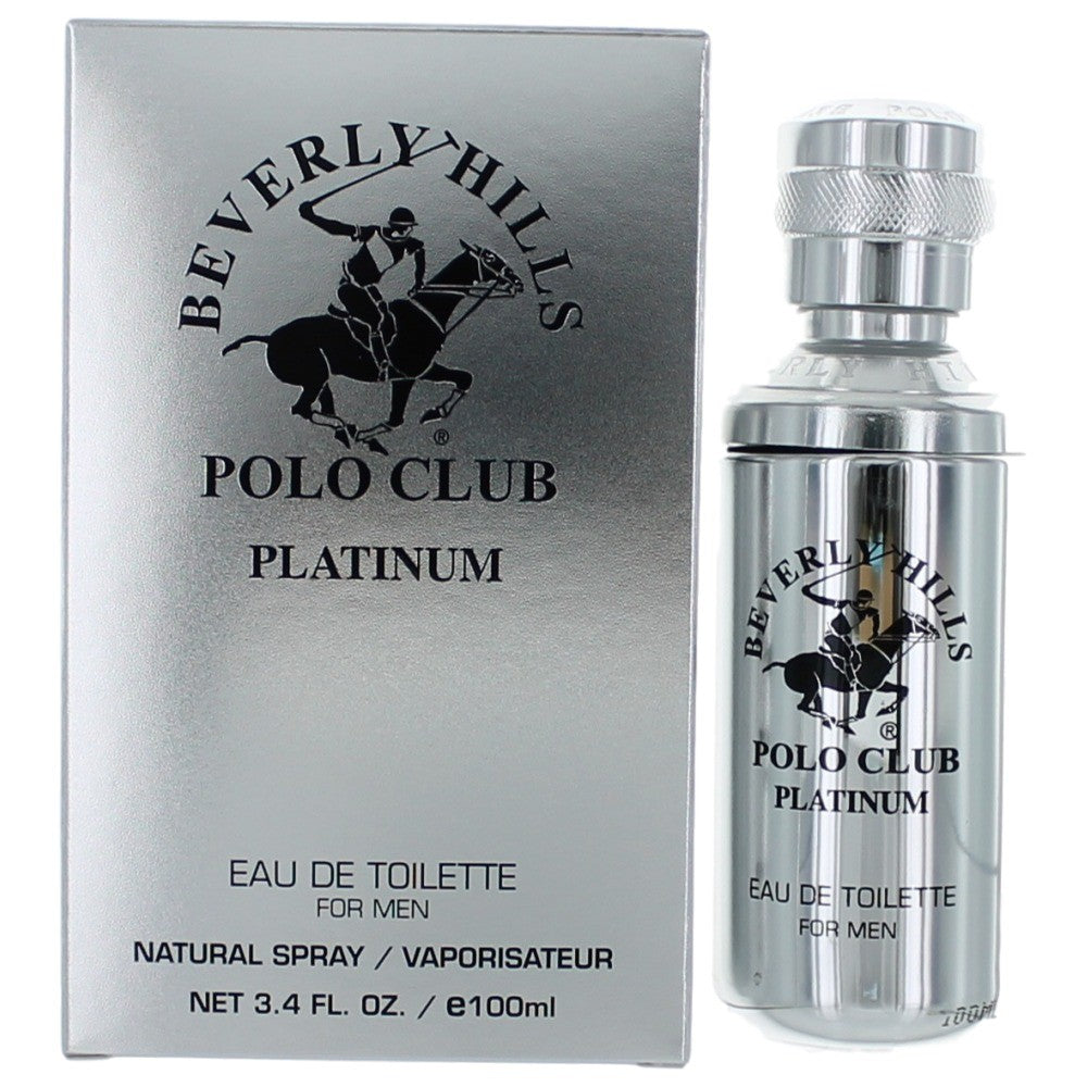 BHPC Platinum by Beverly Hills Polo Club, 3.4 oz Eau De Toilette Spray for Men