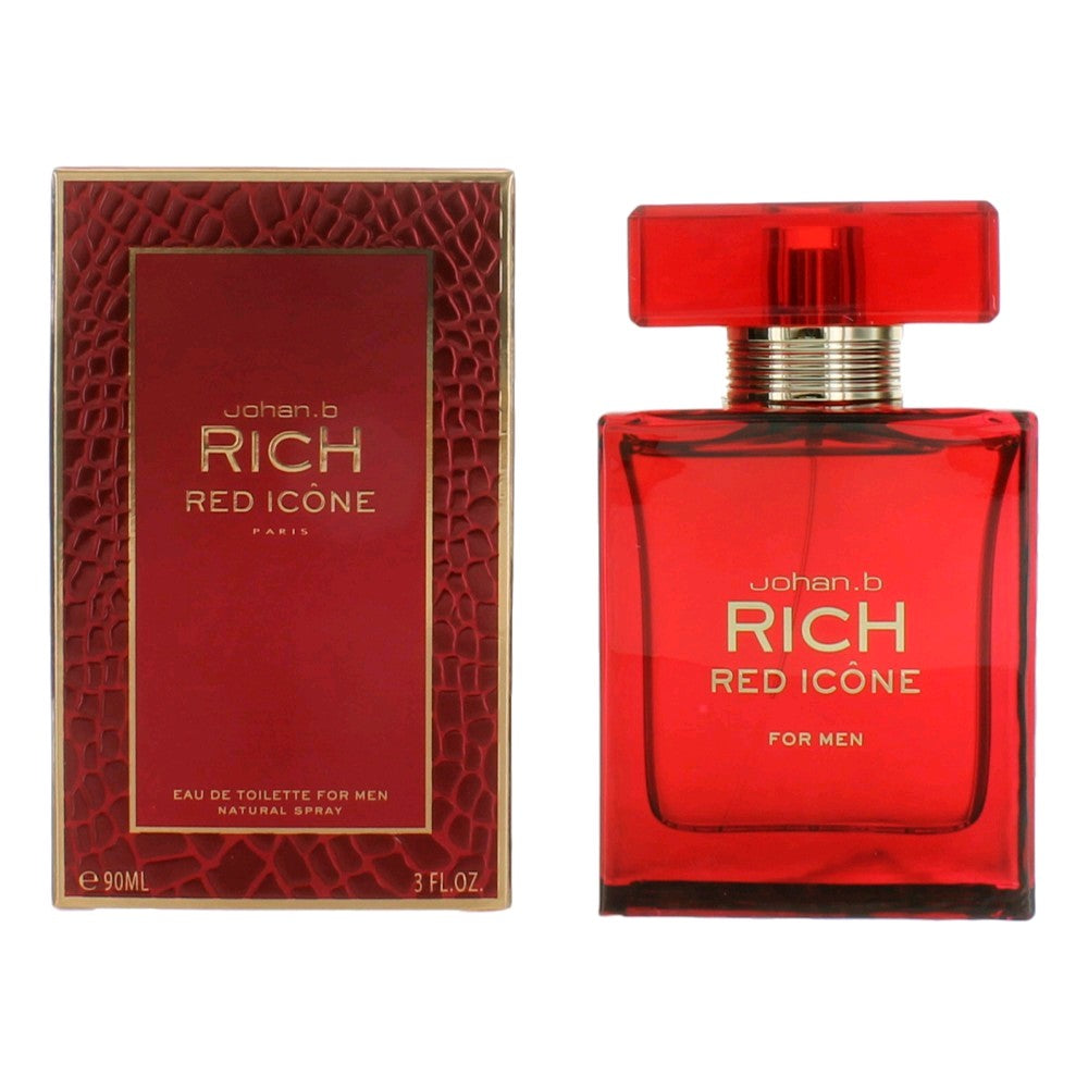 Rich Red Icone by Johan.b, 3 oz Eau De Toilette Spray for Men