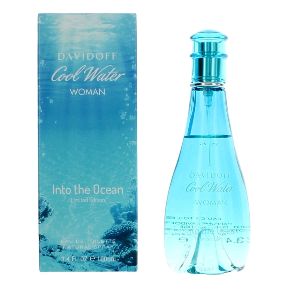 Cool Water Into the Ocean by Davidoff, 3.4 oz Eau De Toilette Spray for Women