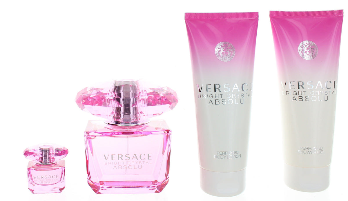 Versace Bright Crystal Absolu by Versace, 4 Piece Gift Set for Women