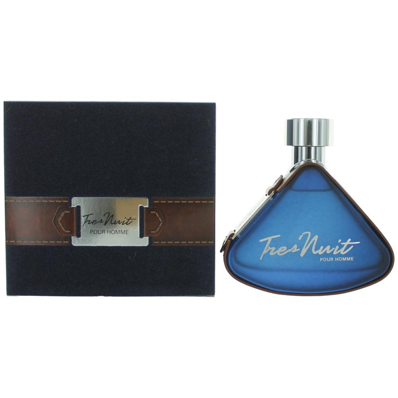 Tres Nuit Pour Homme by Armaf Eau de Toilette spray for men, 3.4 oz bottle with sleek black packaging.