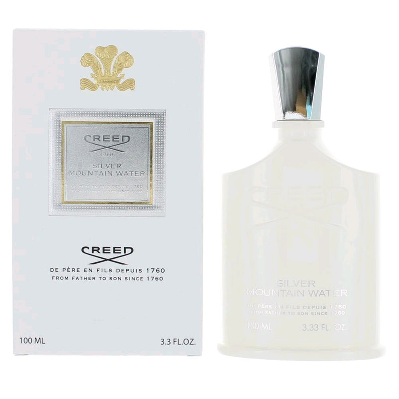 3ml decant of Silver Mountain Water by Creed Millesime, unisex Eau de Parfum spray in a clear glass bottle with silver cap.