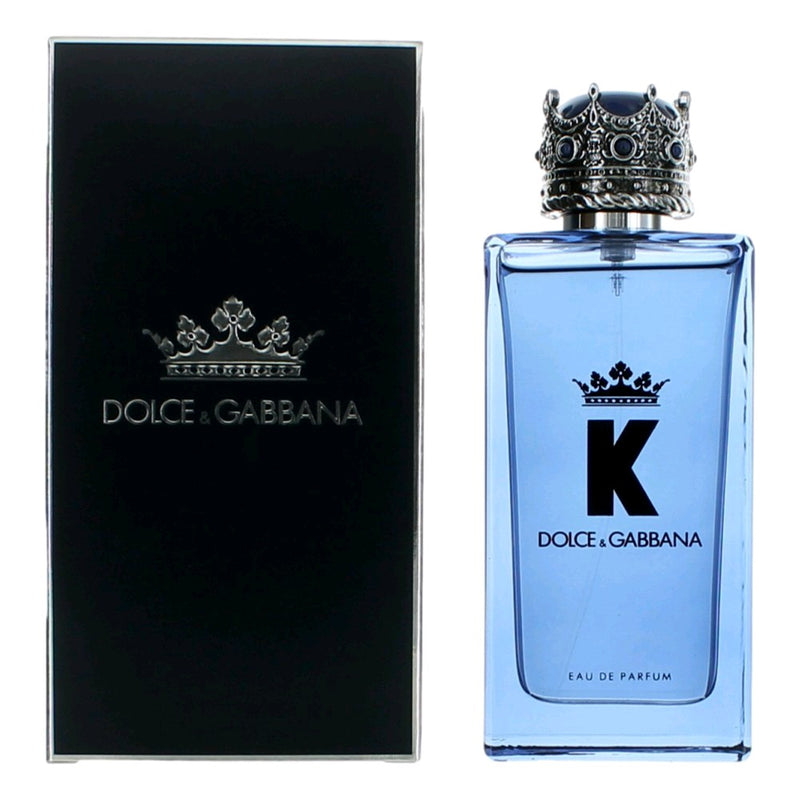 K by Dolce & Gabbana 3.4 oz Eau De Parfum spray for men, featuring the signature bottle and label design.