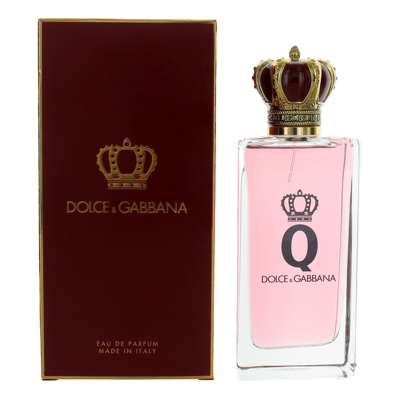 Q by Dolce & Gabbana 3.4 oz Eau de Parfum spray for women, elegant perfume bottle with sleek design