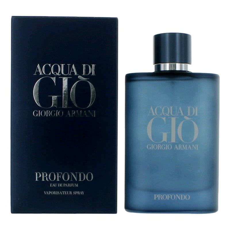 Giorgio Armani Acqua Di Gio Profondo 4.2 oz Eau De Parfum Spray for Men, sleek bottle with blue accents