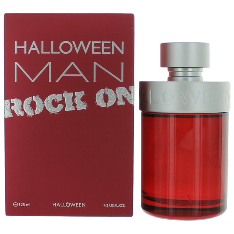 Halloween Rock On by J. Del Pozo men's 4.2 oz Eau De Toilette spray, featuring bold, masculine fragrance with distinctive packaging.