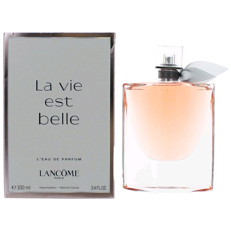 Decant sample of La Vie Est Belle by Lancôme Eau de Parfum spray for women, featuring a sleek bottle with elegant design.