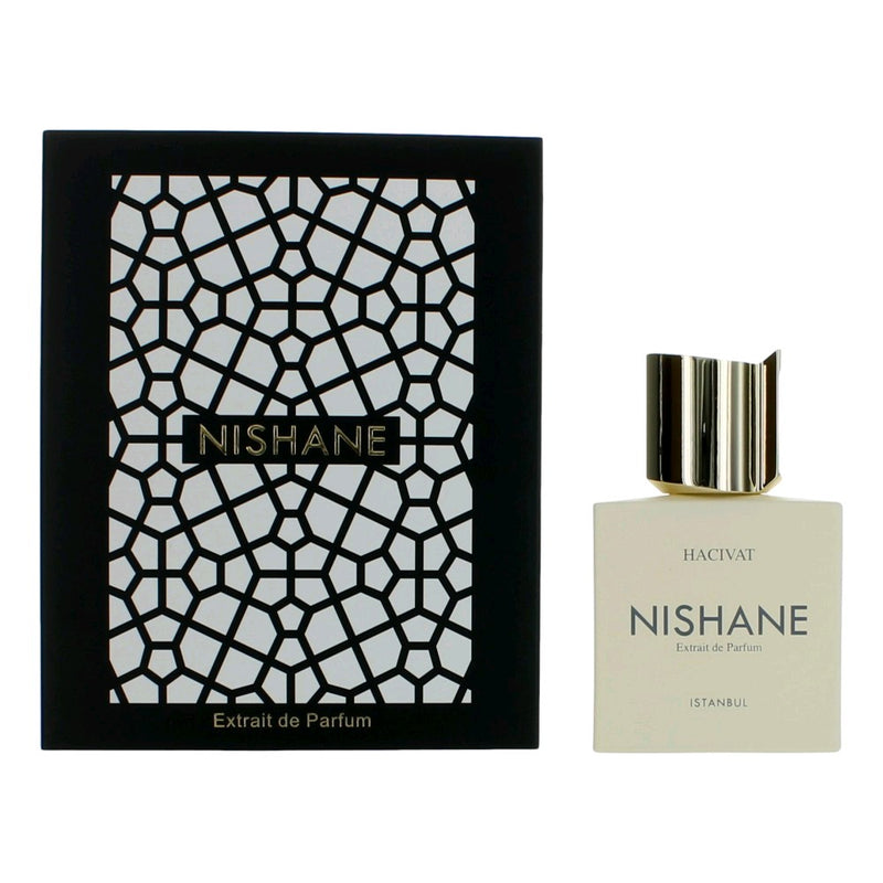 Decant sample of Nishane Hacivat Extrait De Parfum by Nishane, featuring a spray bottle for unisex fragrance.
